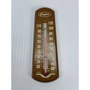 Vintage Croydon Wooden Wall Thermometer Made in USA 120°F Rustic Farmhouse Decor